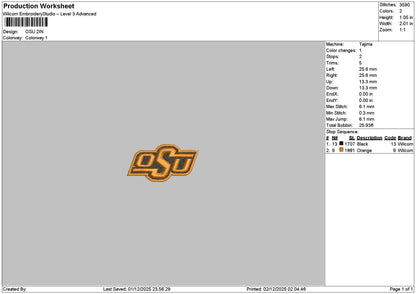 Osutext Embroidery File 6 sizes
