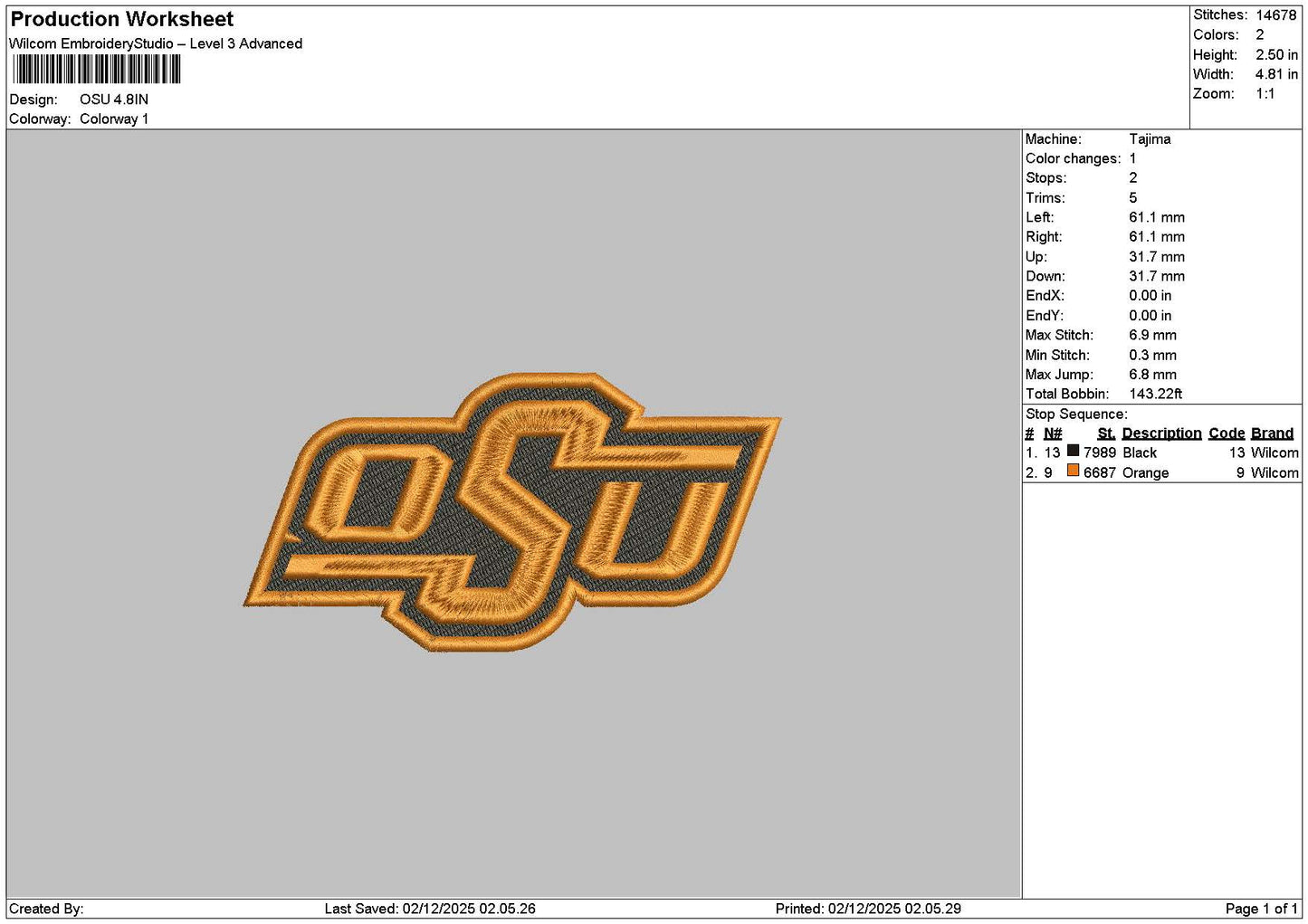Osutext Embroidery File 6 sizes