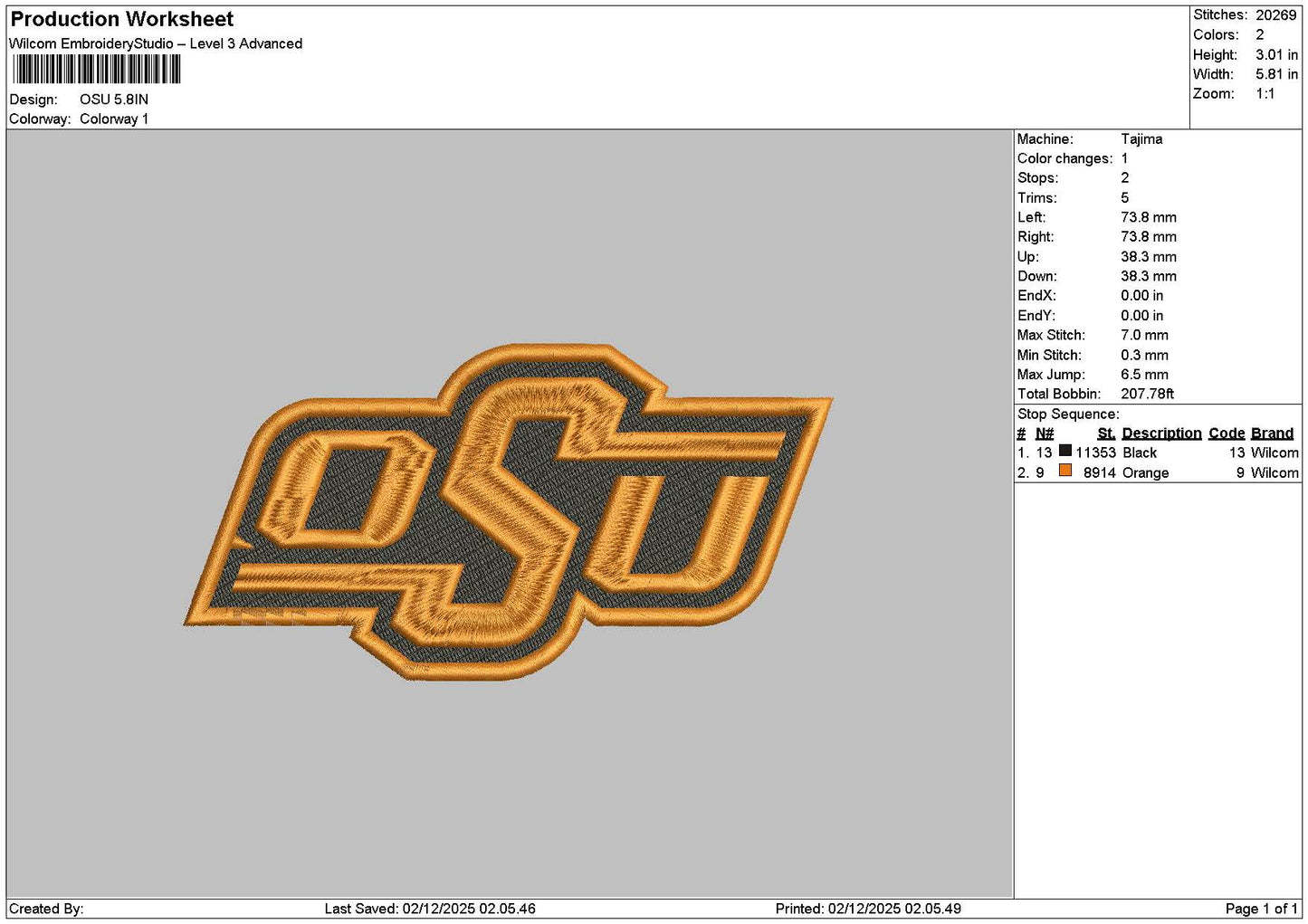 Osutext Embroidery File 6 sizes