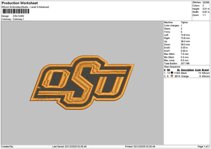 Osutext Embroidery File 6 sizes