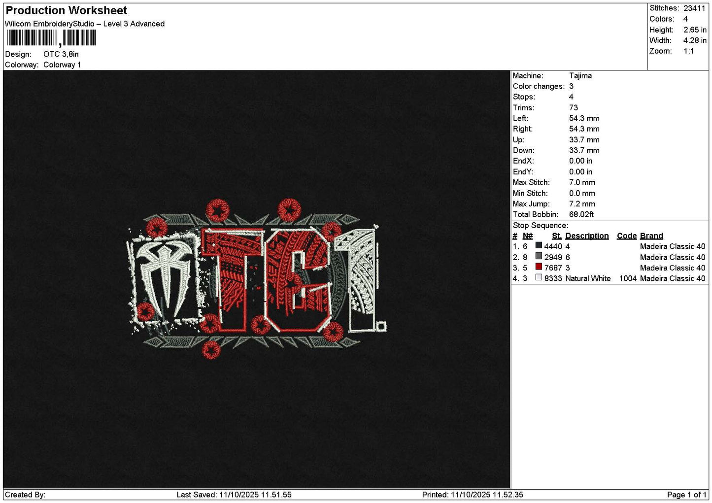 Otctext Embroidery File 6 sizes