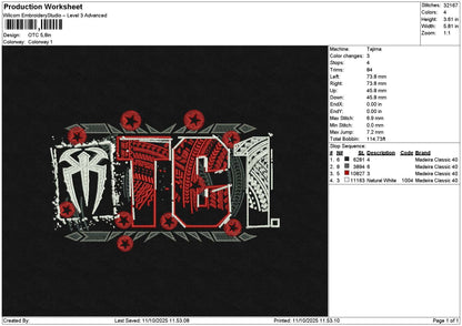 Otctext Embroidery File 6 sizes