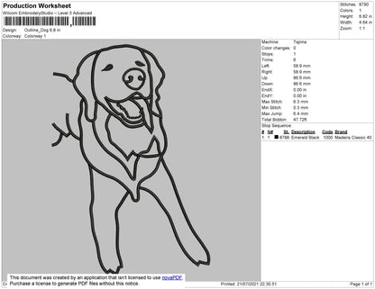 Outline Dog Embroidery File 4 size
