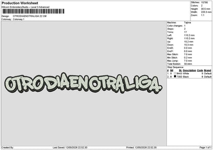 Otrotext Embroidery File 6 sizes