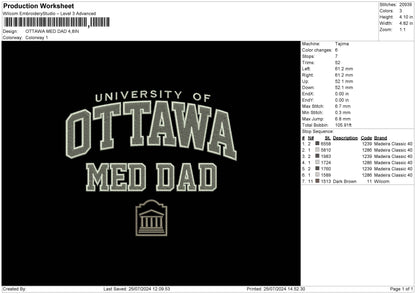 Ottawa Dad Embroidery File 6 sizes