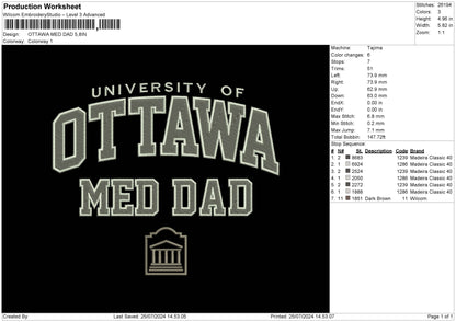 Ottawa Dad Embroidery File 6 sizes