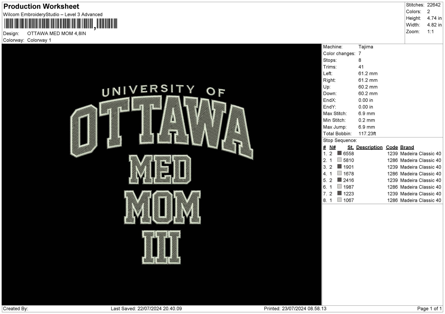 Ottawa Text 2307 Embroidery File 6 sizes