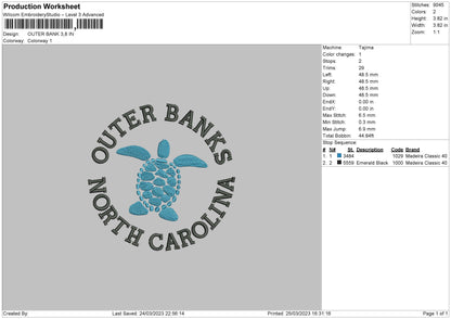 Outer Bank Embroidery File 6 sizes