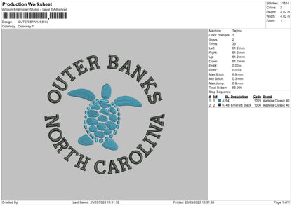 Outer Bank Embroidery File 6 sizes
