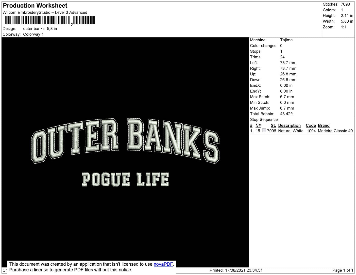 Outer Banks Embroidery File 4 size