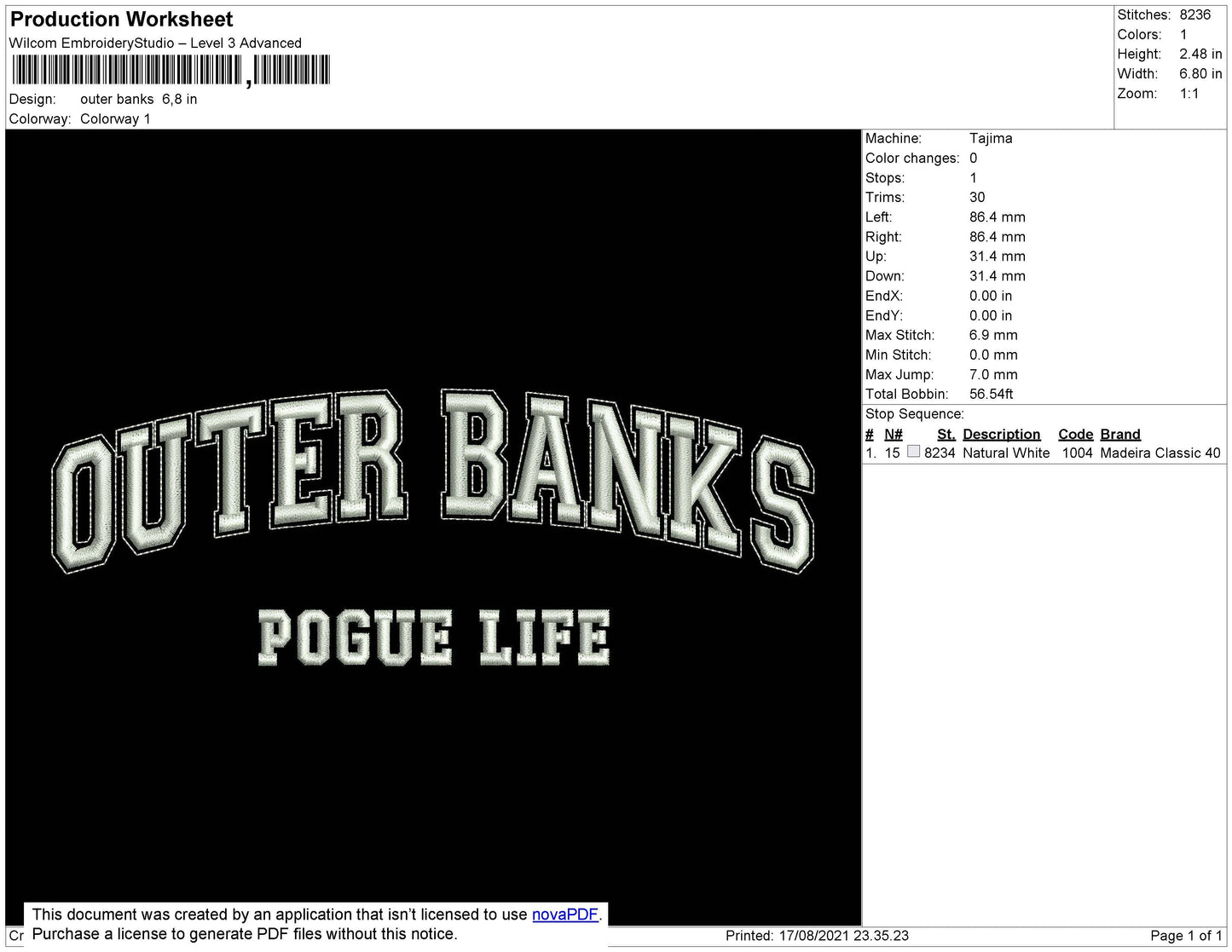 Outer Banks Embroidery File 4 size