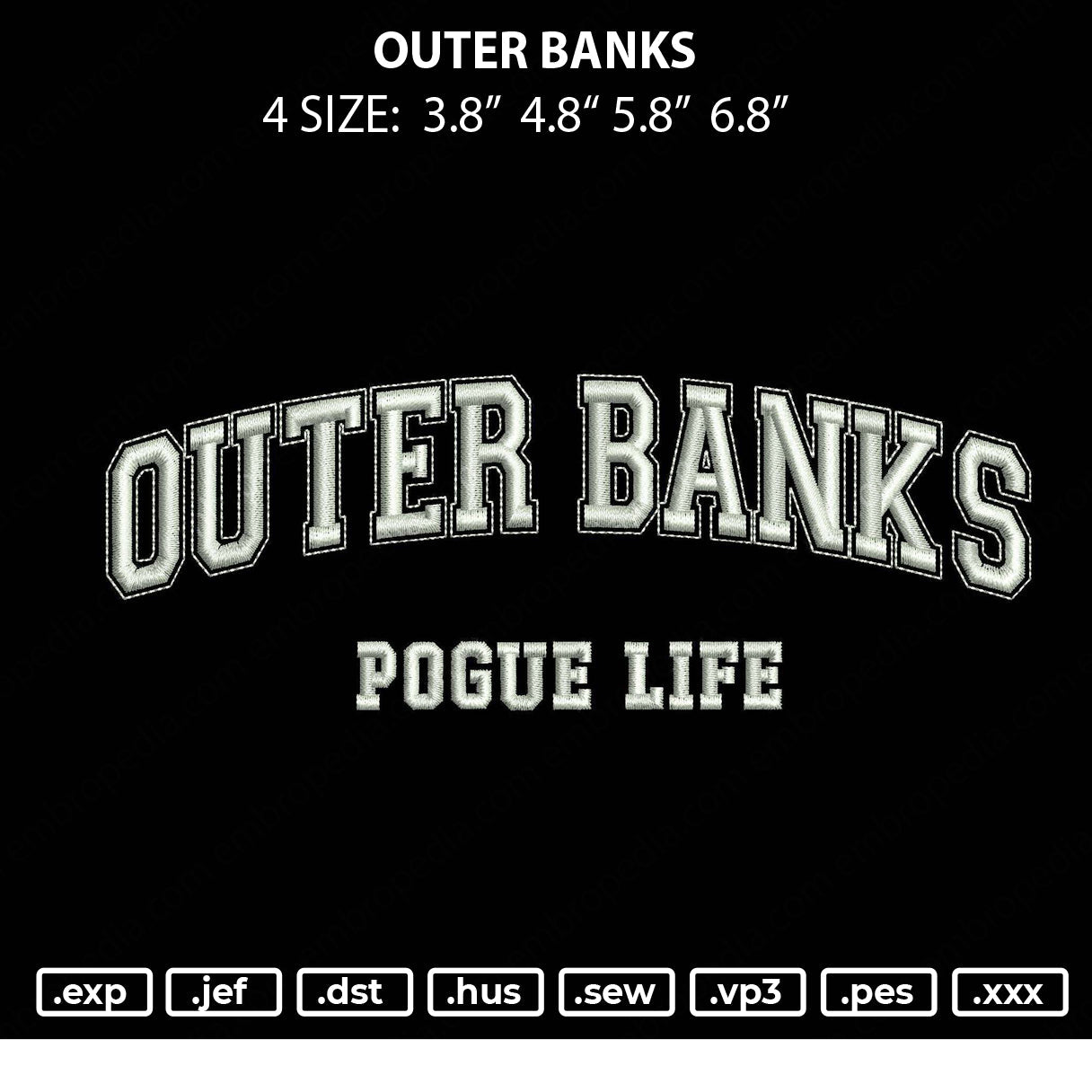 Outer Banks Embroidery File 4 size