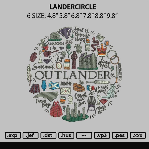 Landercircle Embroidery File 6 sizes