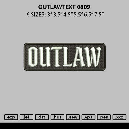 Outlawtext Embroidery File 6 sizes