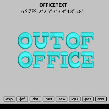 Officetext Embroidery File 6 sizes