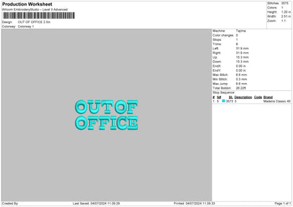 Officetext Embroidery File 6 sizes