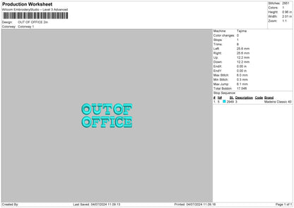 Officetext Embroidery File 6 sizes
