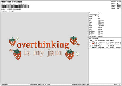 Overthinkingtext 2502 Embroidery File 6 sizes