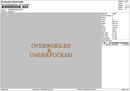 Overworkedtext Embroidery File 6 sizes