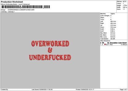 Overworkedtext Embroidery File 6 sizes