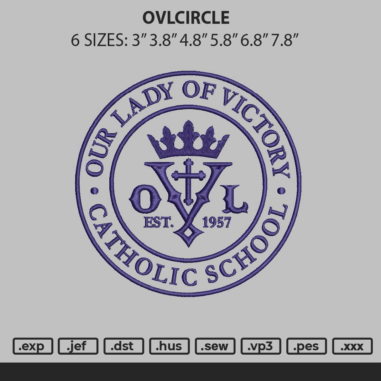 Ovlcircle Embroidery File 6 sizes
