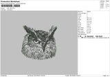 Owl Bw Embroidery File 6 sizes