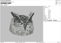 Owl Bw Embroidery File 6 sizes