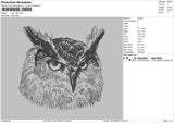 Owl Bw Embroidery File 6 sizes