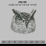 Owl Bw Embroidery File 6 sizes