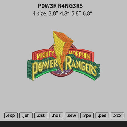 Power Rangers Embroidery File 4 size