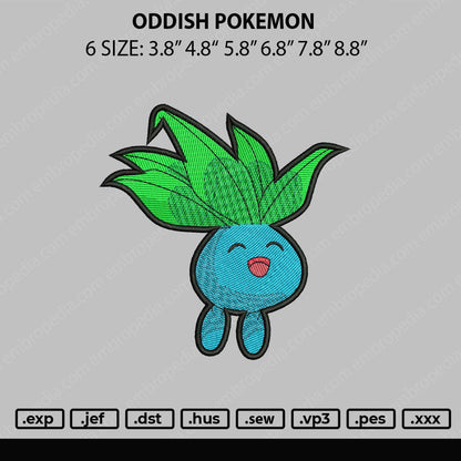 Oddis Pokemon Embroidery File 6 sizes