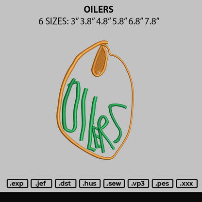 Oilers Embroidery File 6 sizes