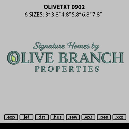 Olivetxt 0902 Embroidery File 6 sizes