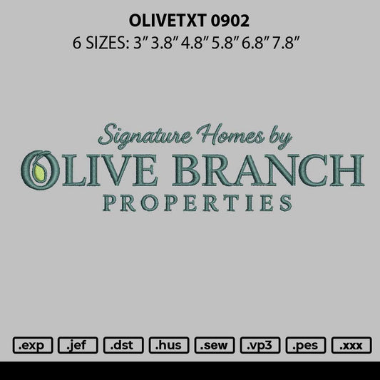 Olivetxt 0902 Embroidery File 6 sizes