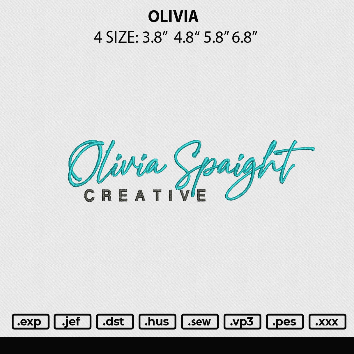 Olivia Embroidery File 4 size
