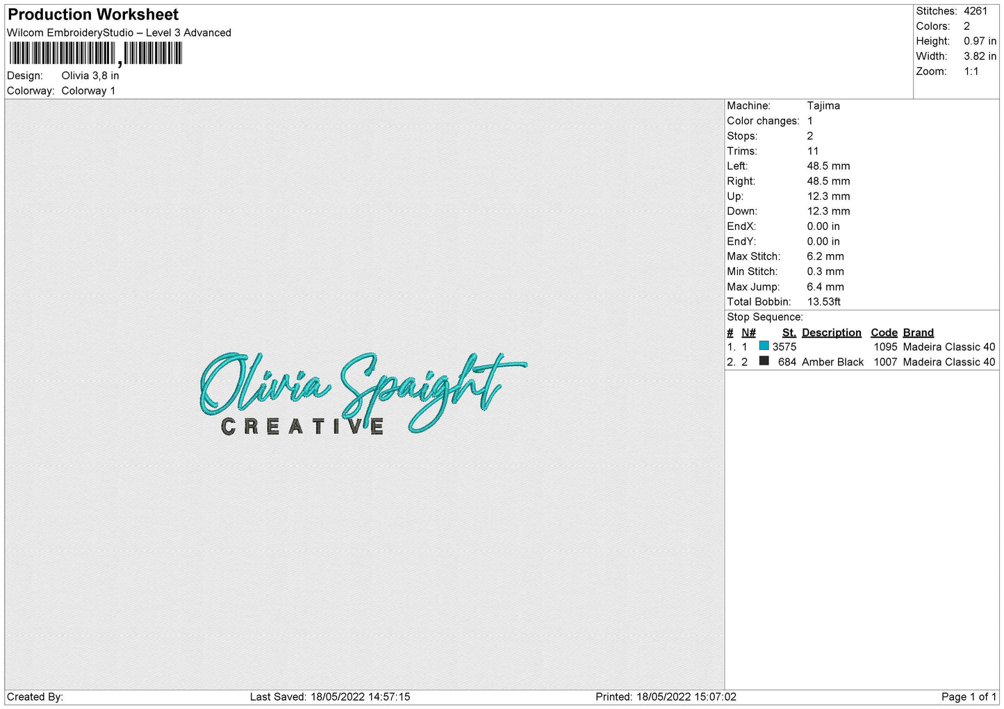 Olivia Embroidery File 4 size
