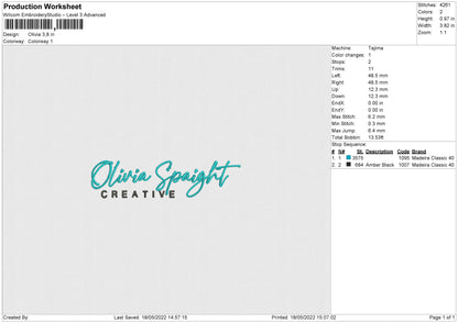 Olivia Embroidery File 4 size