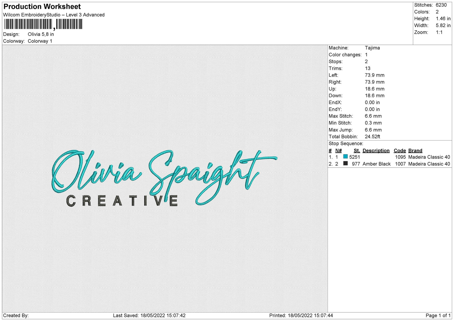 Olivia Embroidery File 4 size