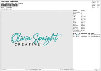 Olivia Embroidery File 4 size