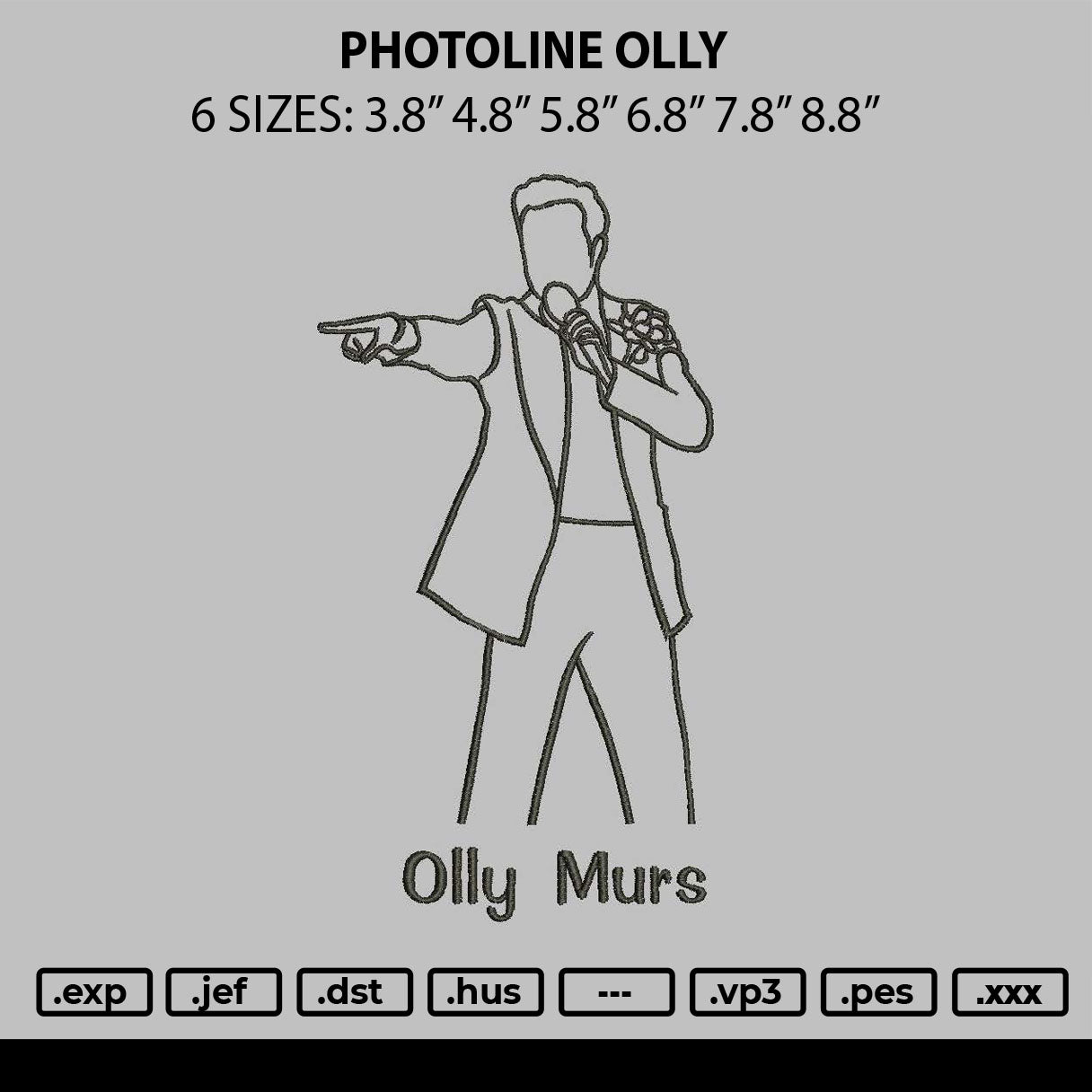 Photoline Olly Embroidery File 6 sizes