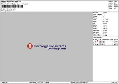 Oncologitext Embroidery File 6 sizes