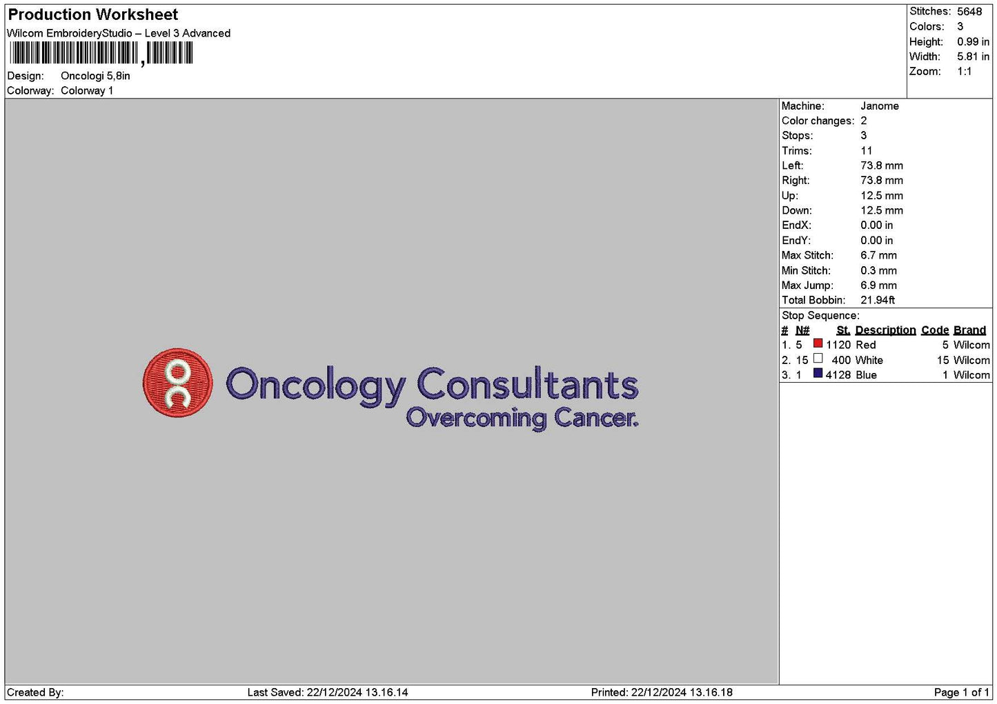 Oncologitext Embroidery File 6 sizes