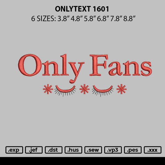 Onlytext 1601 Embroidery File 6 sizes