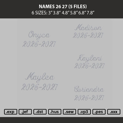 Names 26 27 Embroidery Machine Design 5 Files