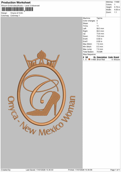 Onyca Text Embroidery Machine Design File 6 sizes