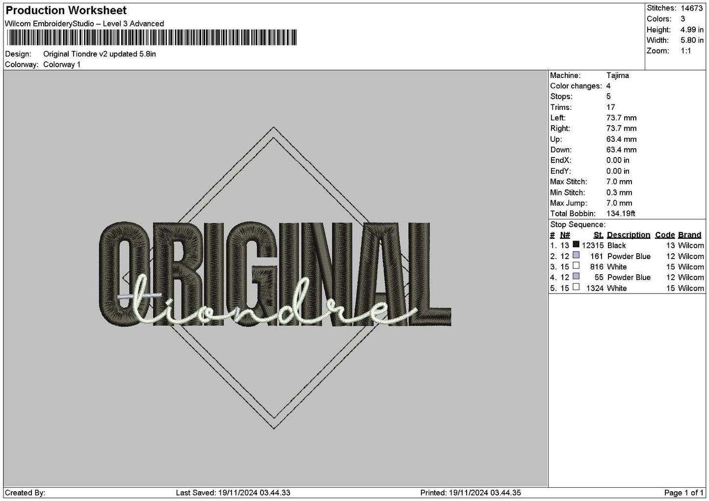 Originaltext V2 Embroidery File 6 sizes