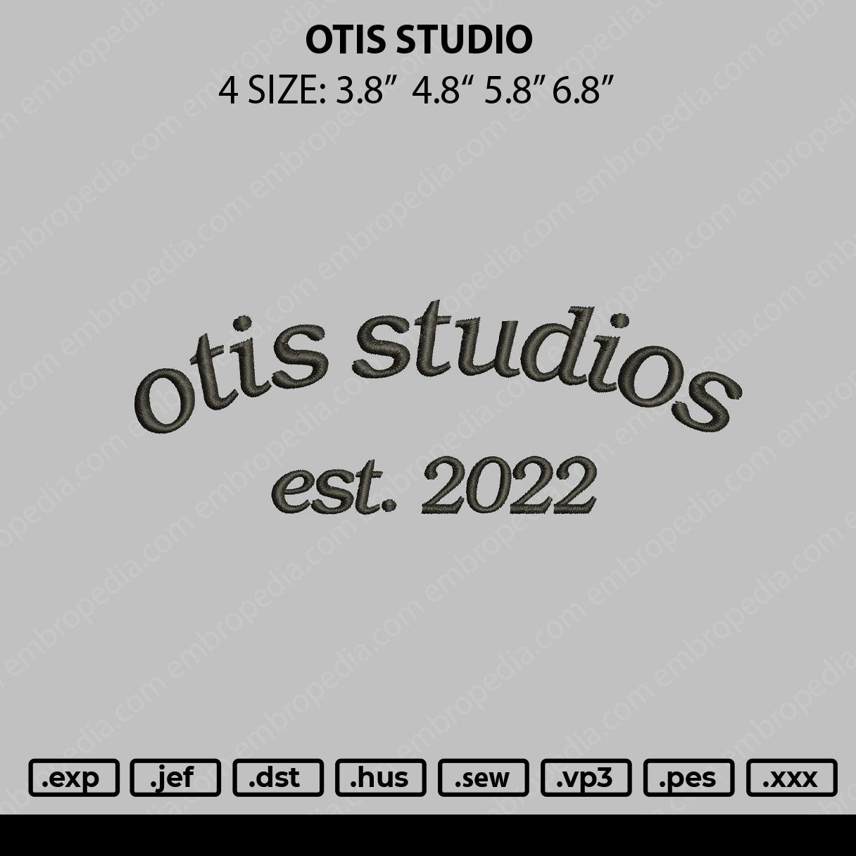 Otis Studio Embroidery File 4 sizes