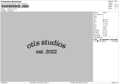 Otis Studio Embroidery File 4 sizes