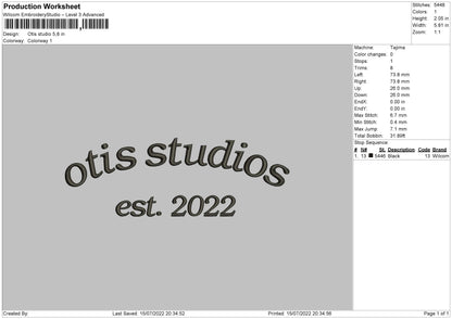 Otis Studio Embroidery File 4 sizes
