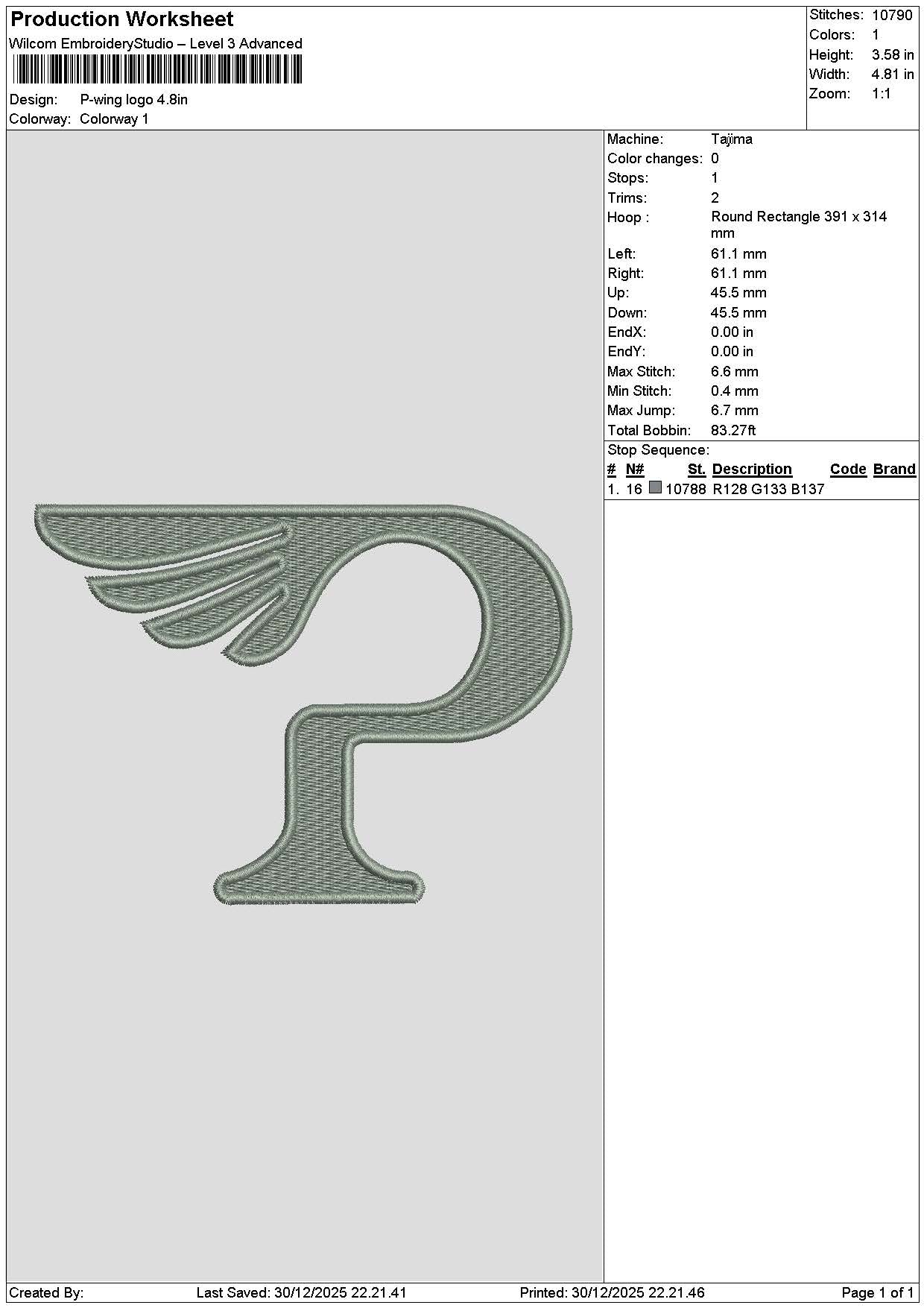 Ptext Wing Embroidery File 6 sizes